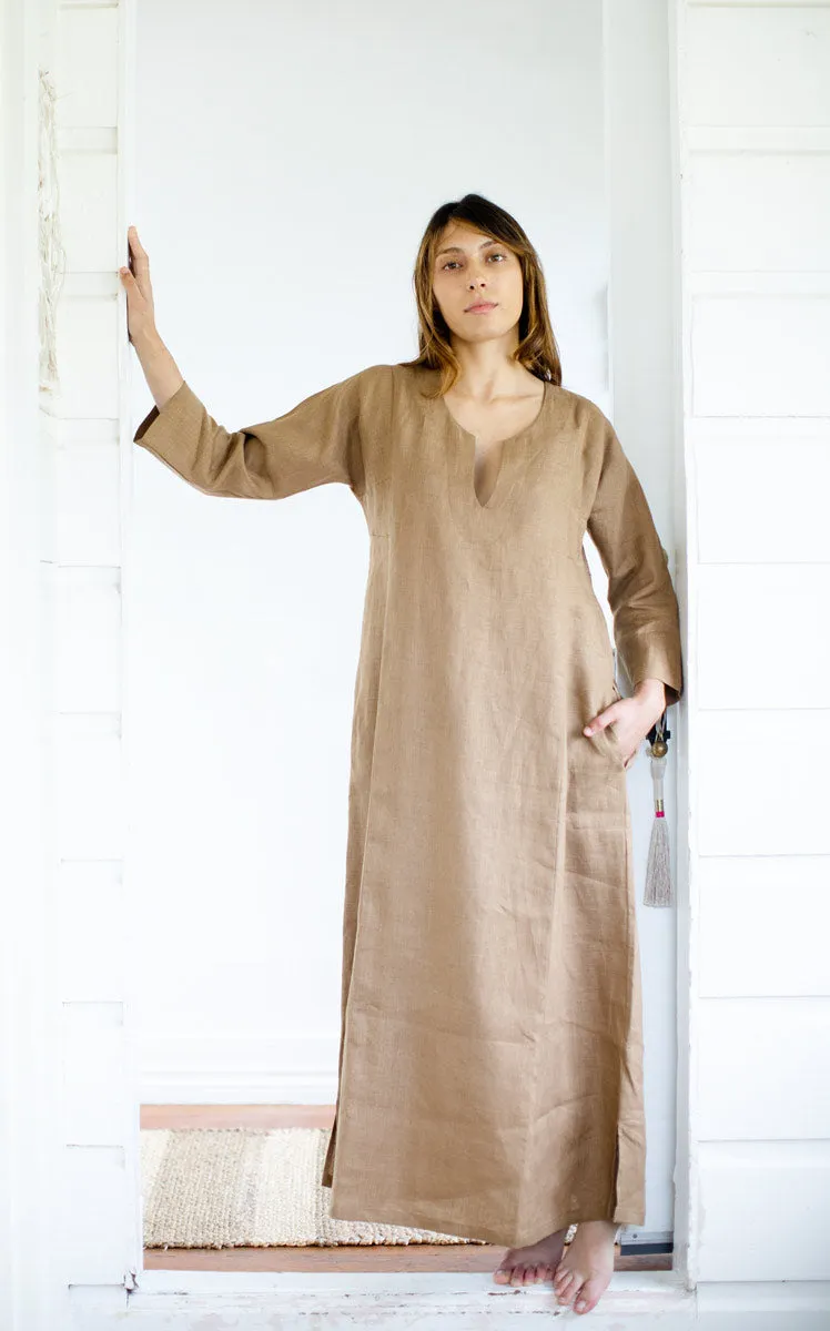 Caftan Dress in Ginger Linen