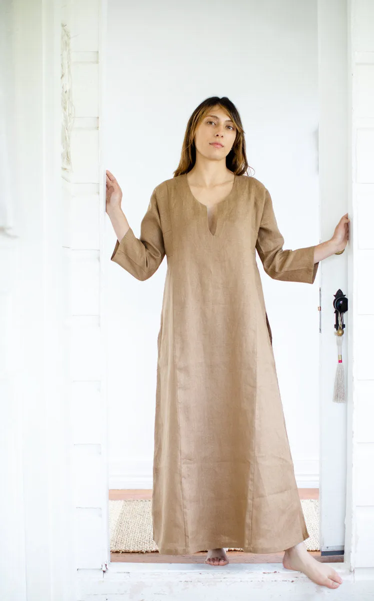 Caftan Dress in Ginger Linen