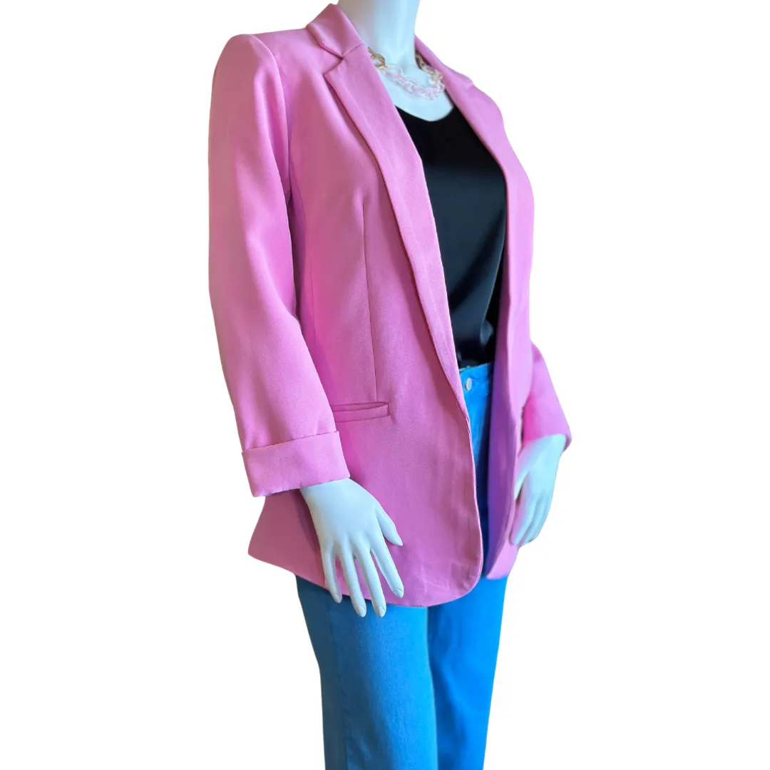 Candy Pink open front classic blazer