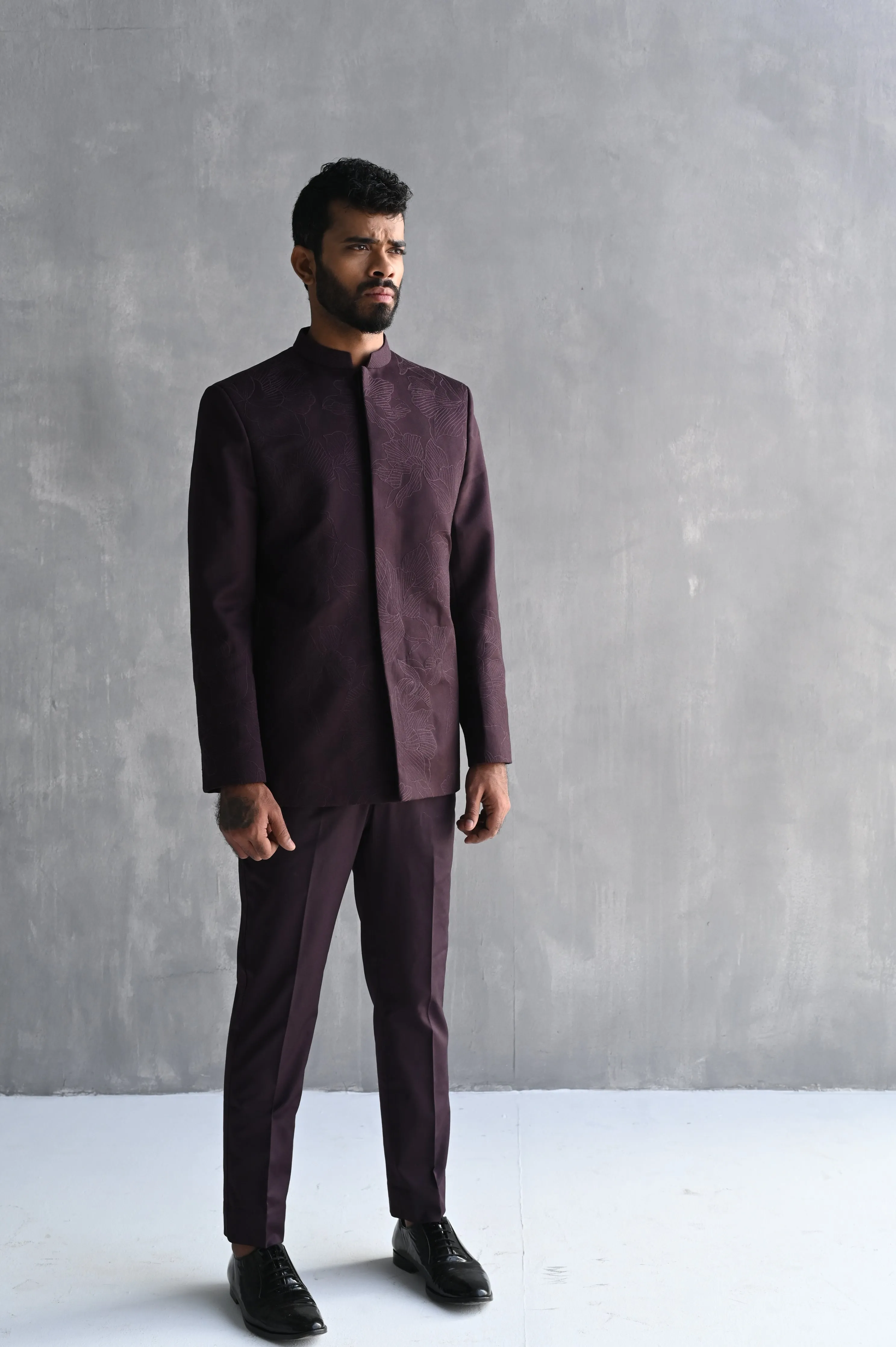 Casper Abstract Embroidered Bandhgala Jacket Set