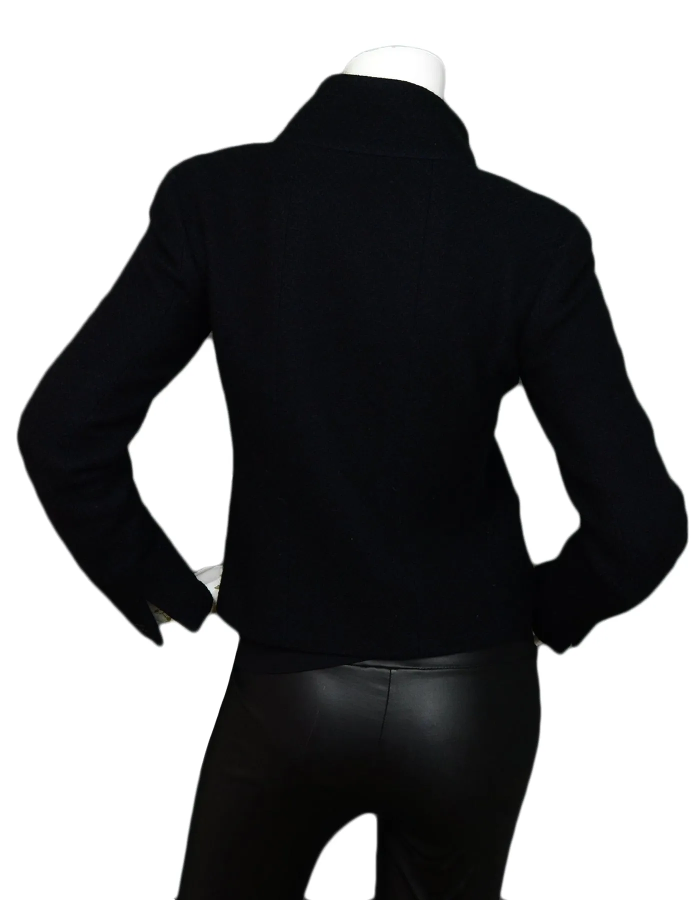 Chanel Black Cashmere Four-Pocket Zip-Up Jacket sz 36