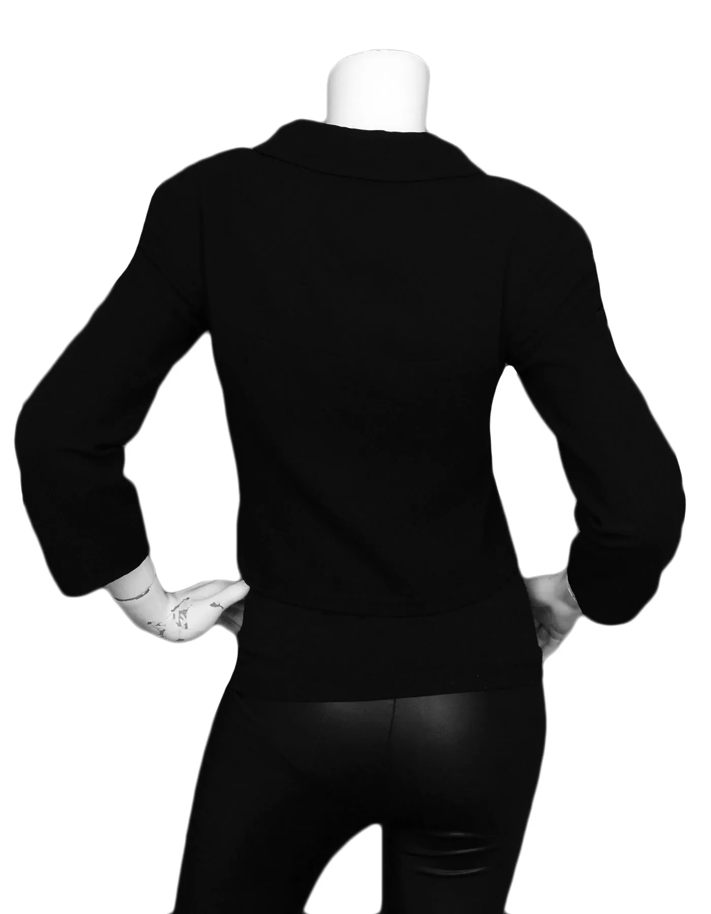 Chanel Vintage Black Wool Cropped Jacket w/ Zipper sz 34