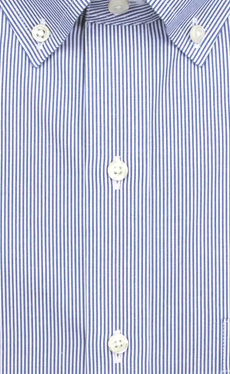 Classic Fit Blue Fine Line Button-Down Collar Supima® Cotton Non-Iron Pinpoint Oxford Dress Shirt