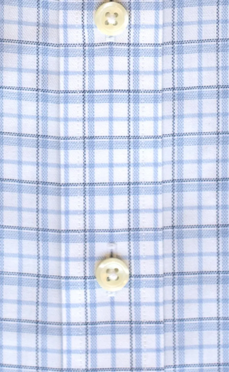 Classic Fit Blue / Navy Twill Check Button-Down Collar Supima® Cotton Non-Iron Sport Shirt (B/T)