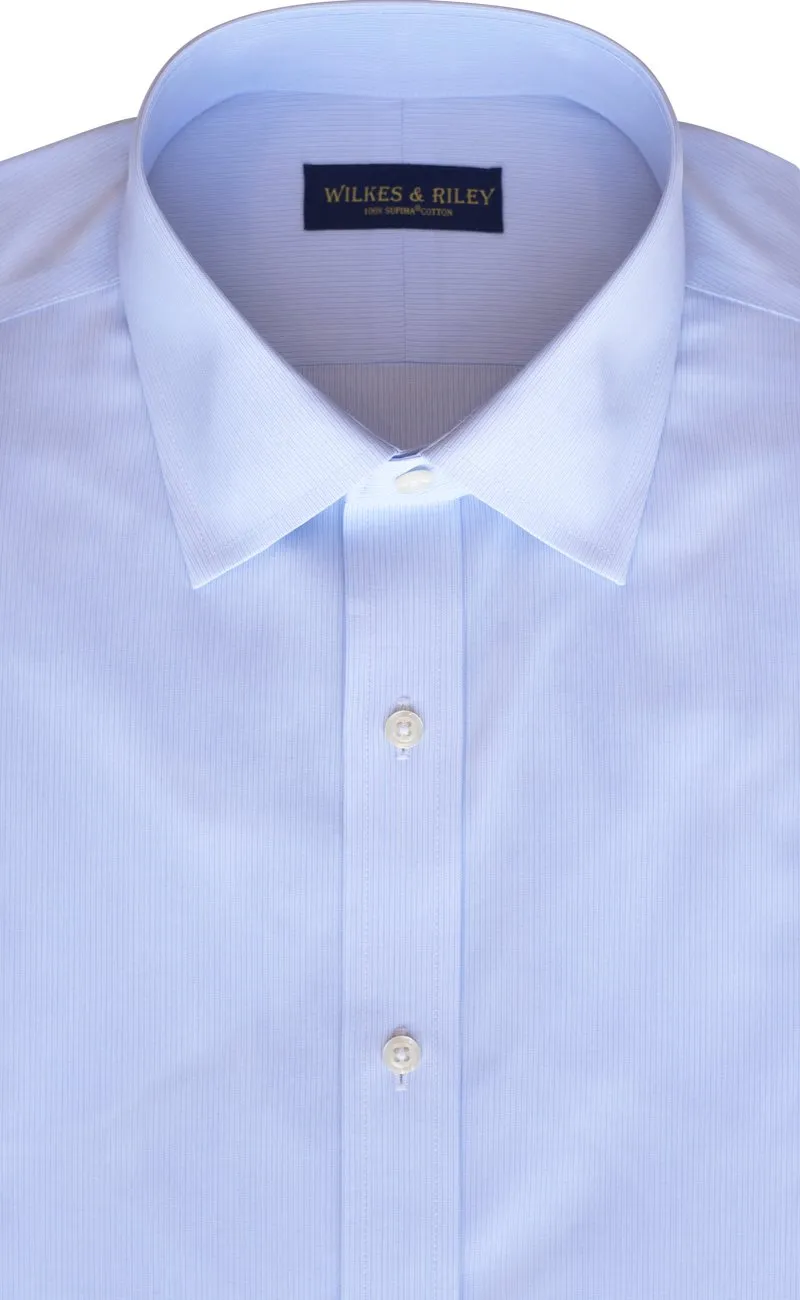 Classic Fit Light Blue Tonal Stripe Spread Collar Supima® Cotton Non-Iron broadcloth Dress Shirt (B/T)