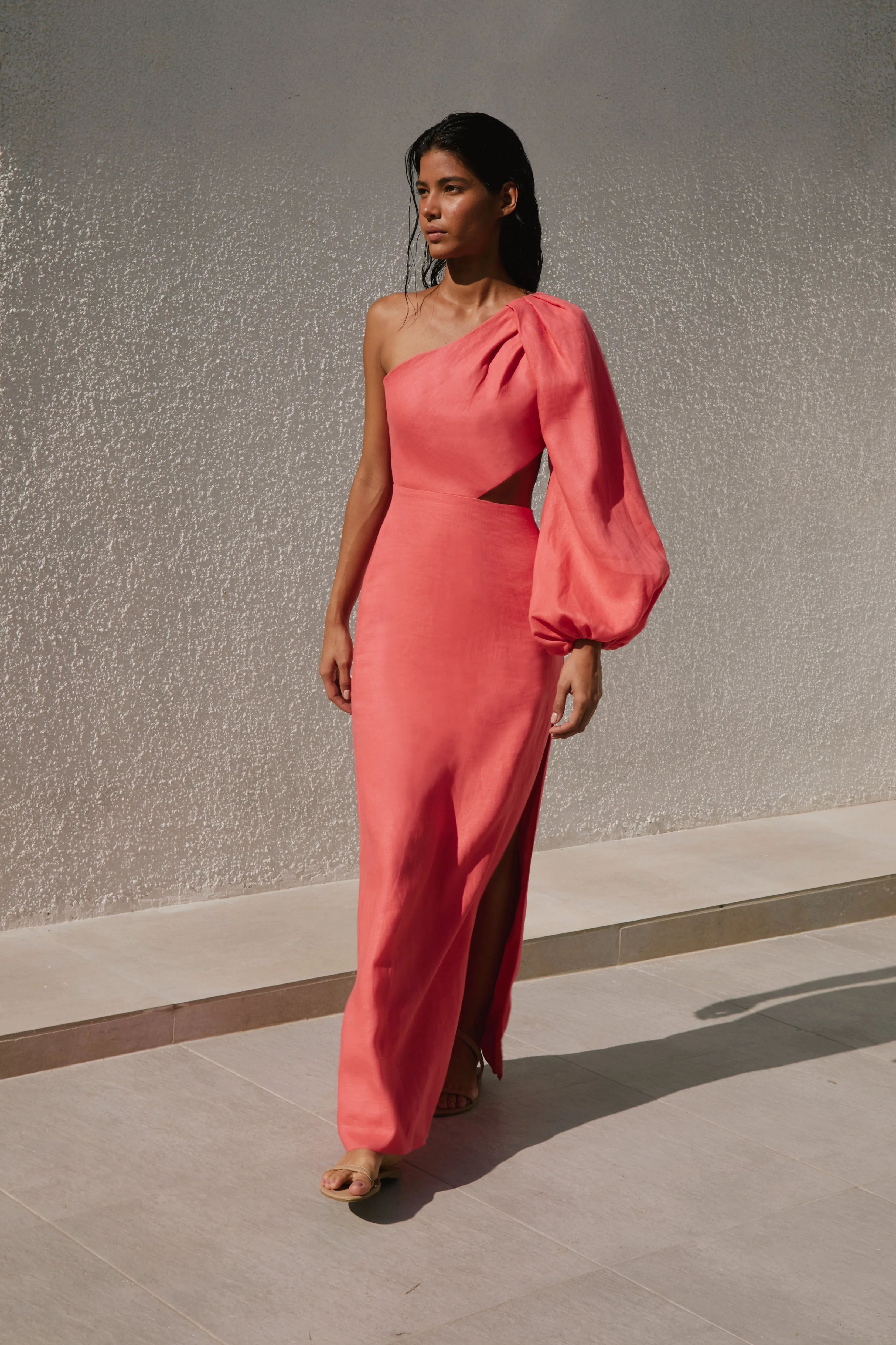 CORAZONADA DRESS IN CORAL