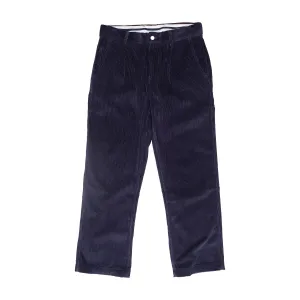 Cord Pleated Trousers in Navy