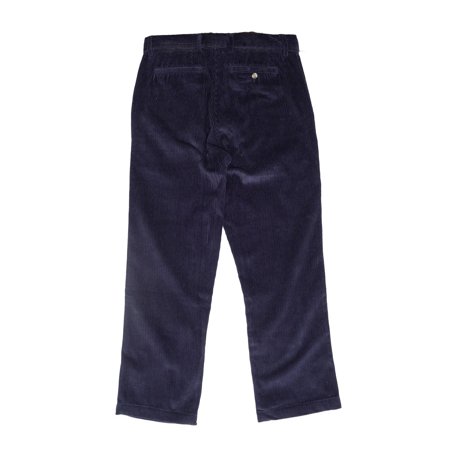 Cord Pleated Trousers in Navy