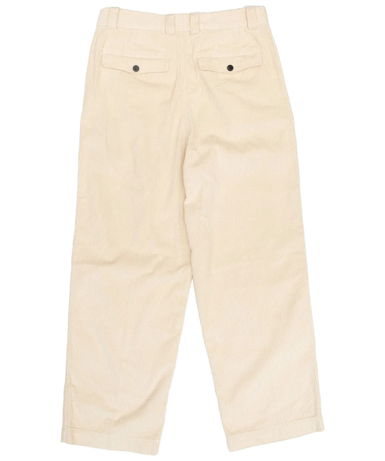 Corduroy Tucked Trousers in White