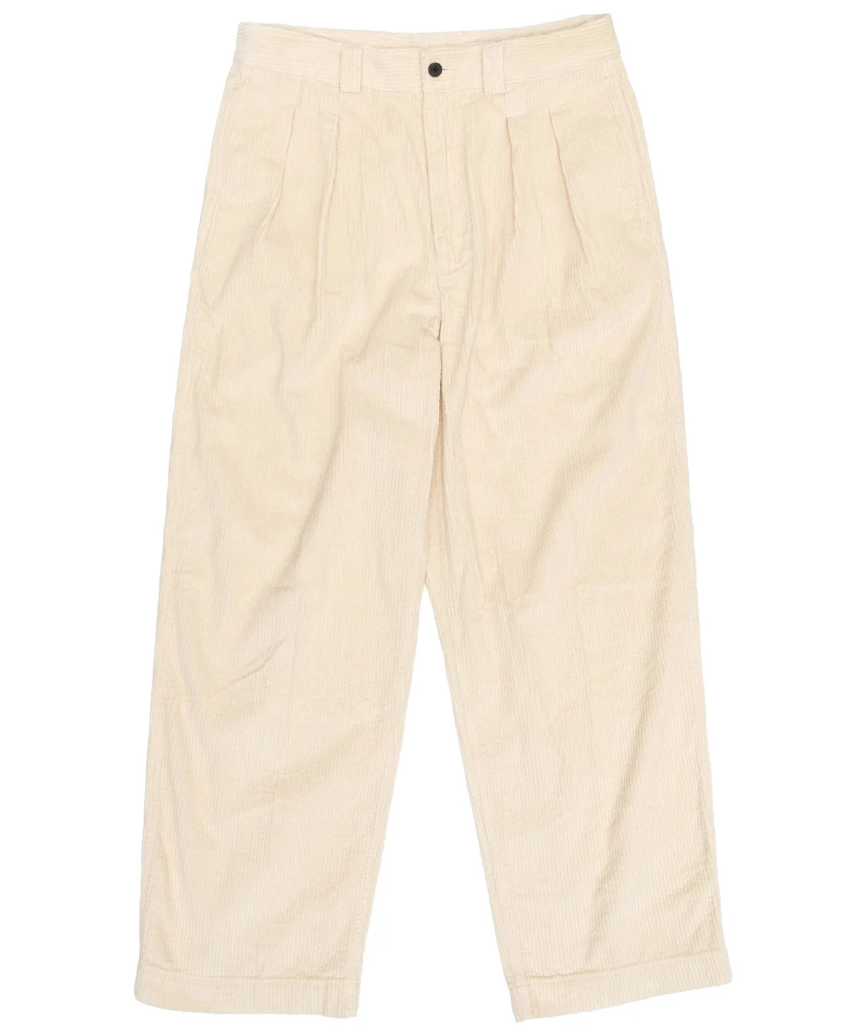 Corduroy Tucked Trousers in White
