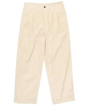 Corduroy Tucked Trousers in White