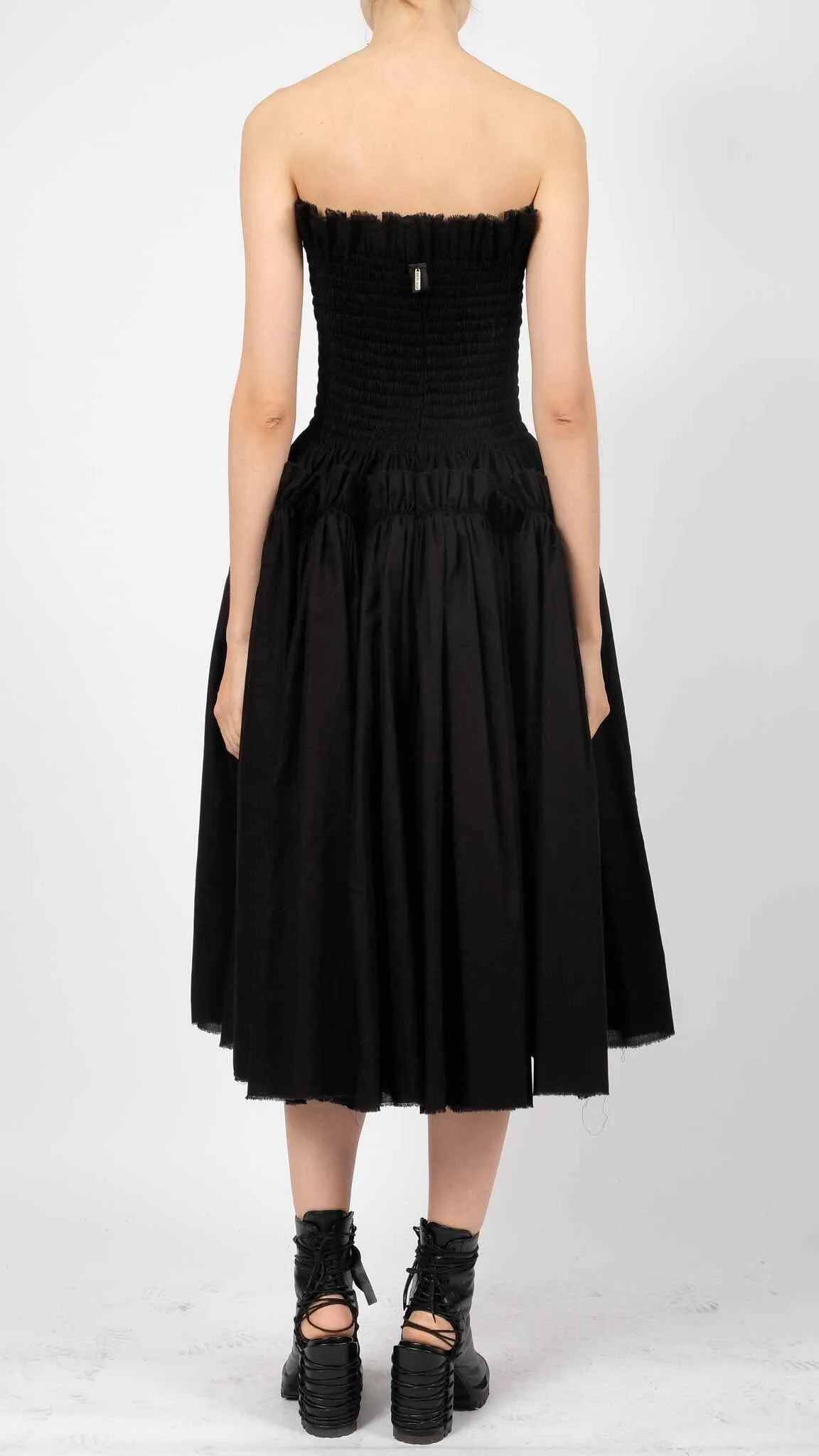 Cotton Midi Dress with Ruffles