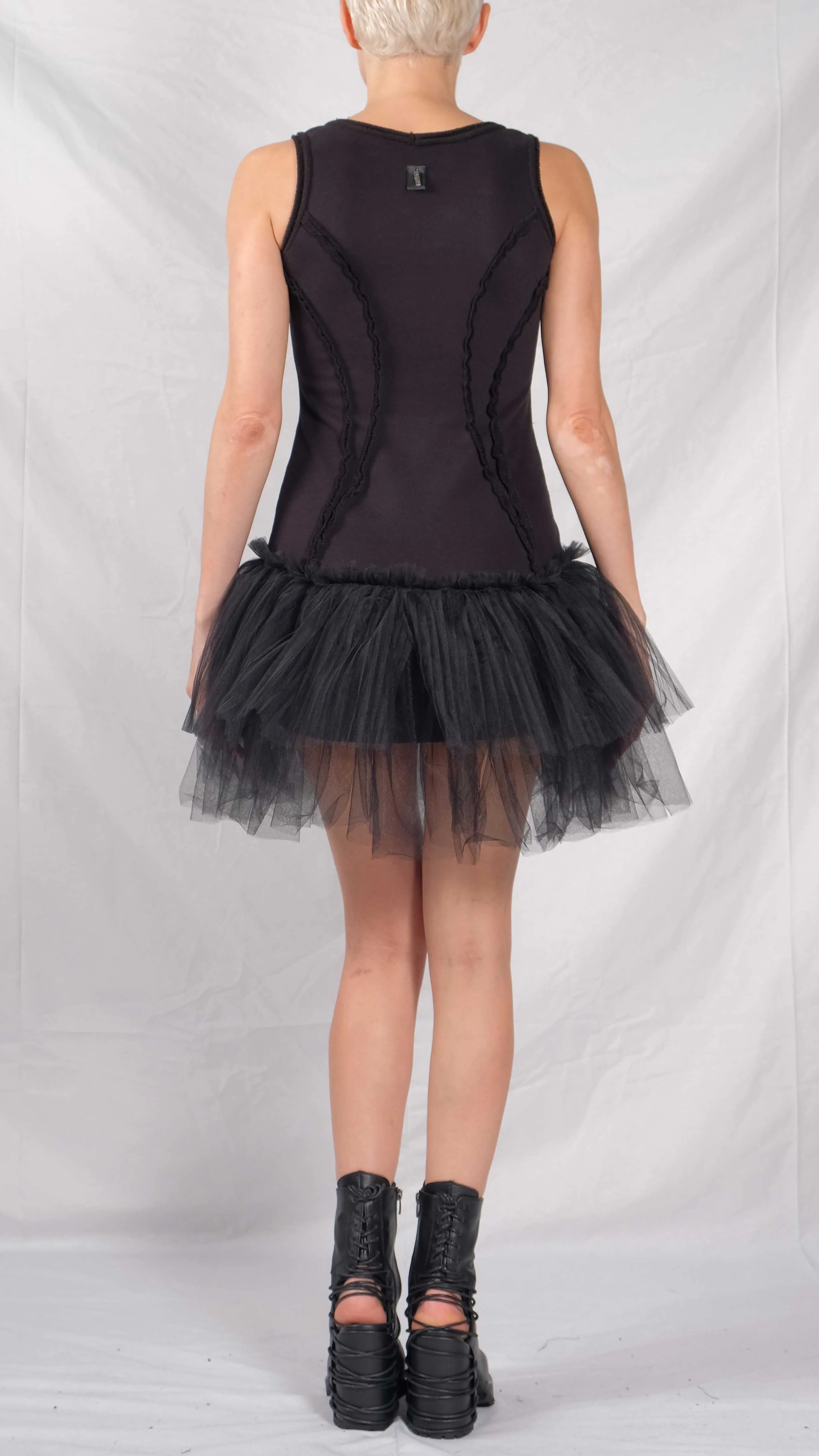 Cotton Mini Dress with Tulle Tutu