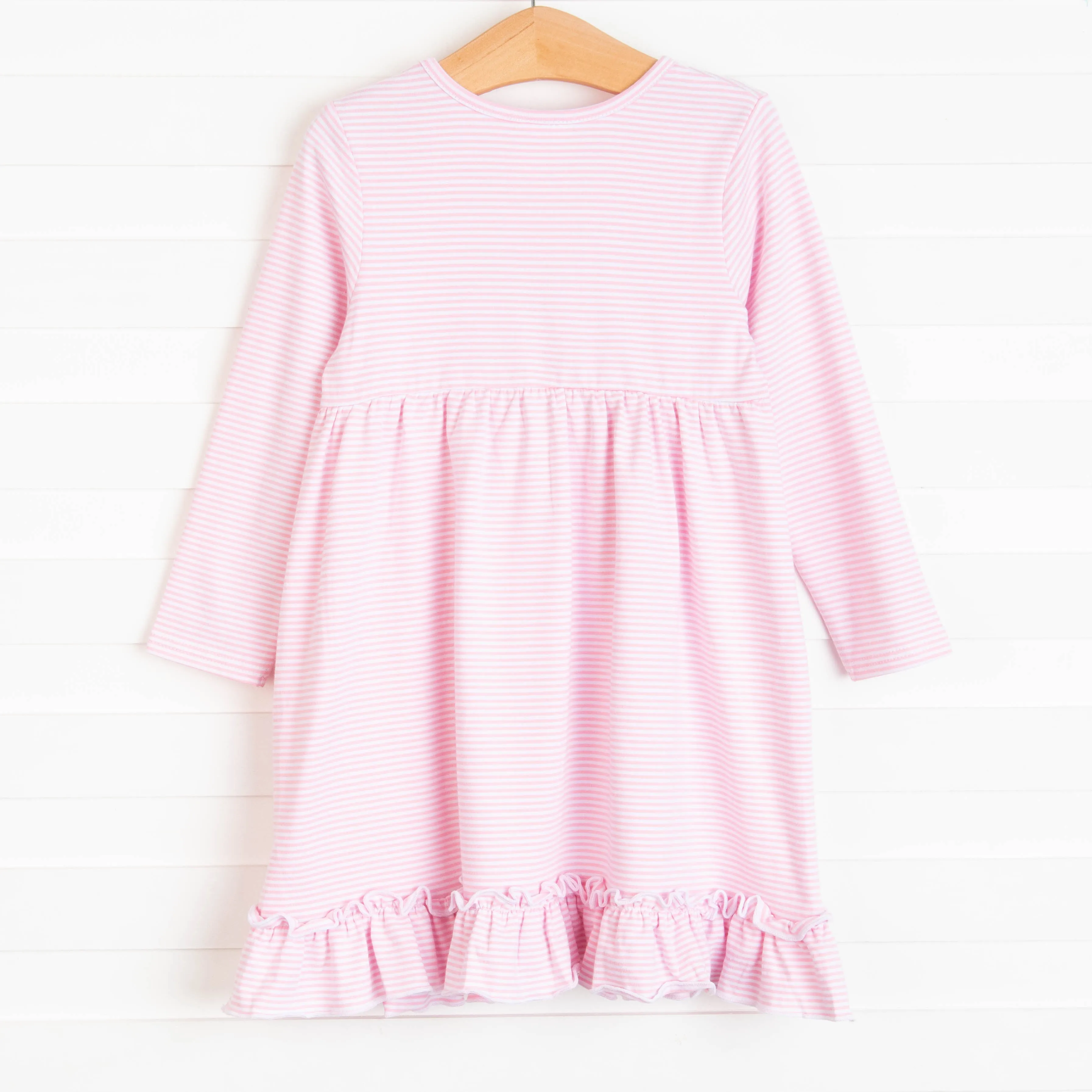 Count Your Blessings Applique Dress, Pink Stripe