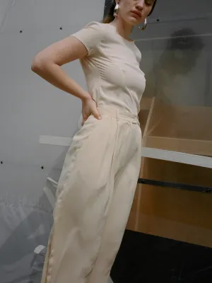 Cream Silk Pants