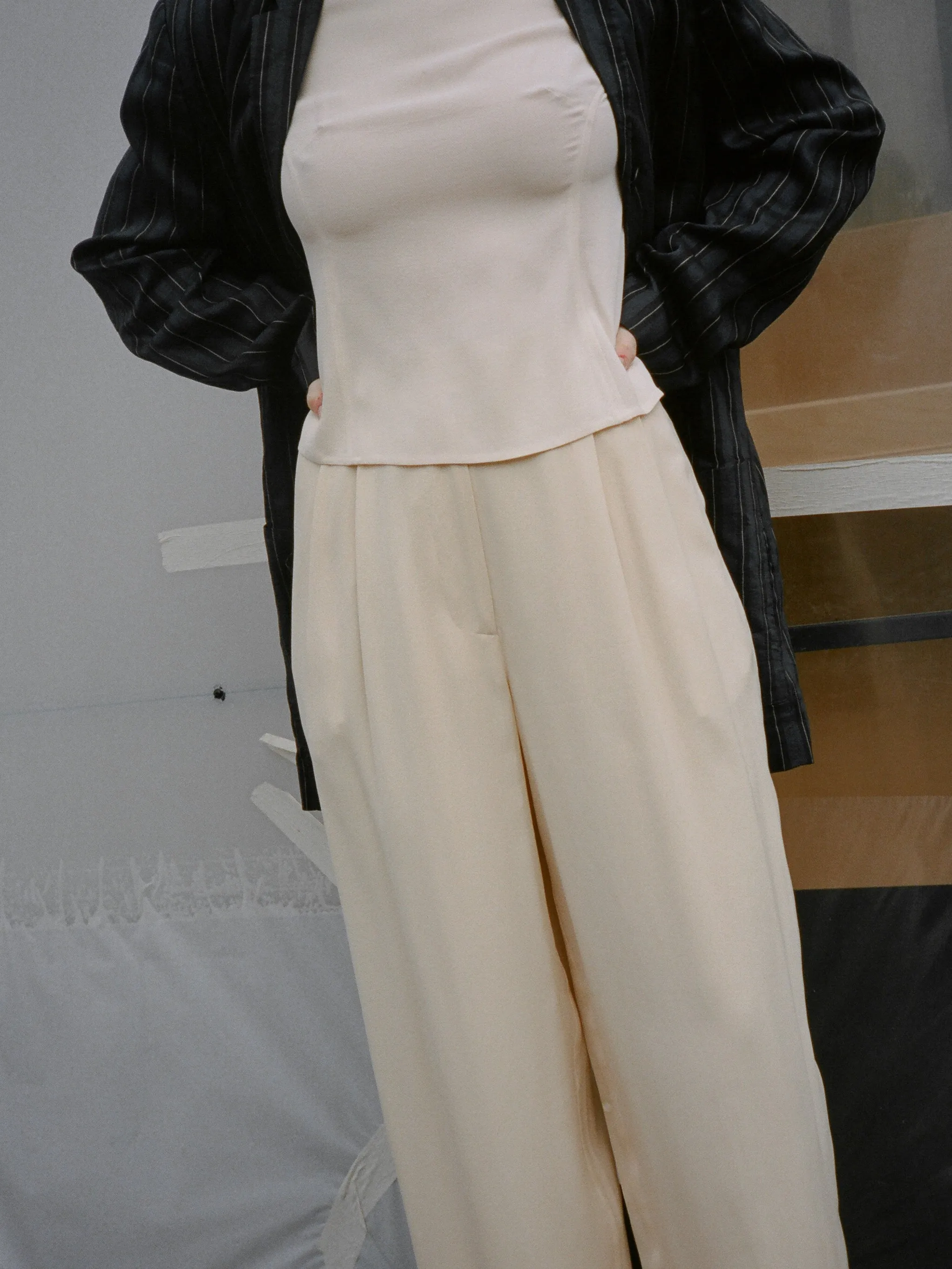Cream Silk Pants