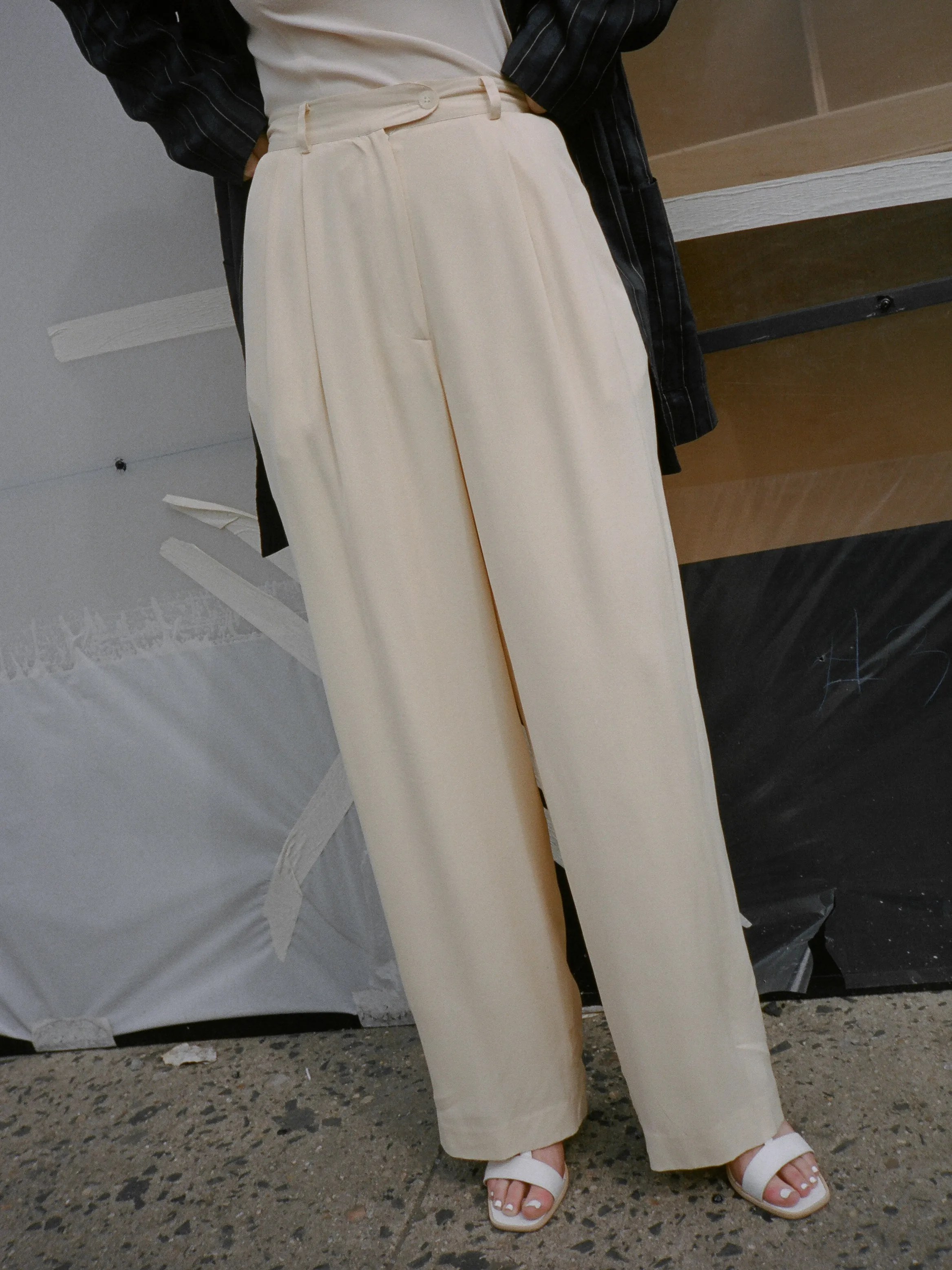 Cream Silk Pants