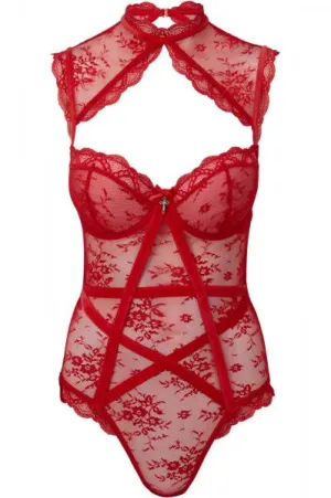 Dark Desire Lace Bodysuit - Scarlet -