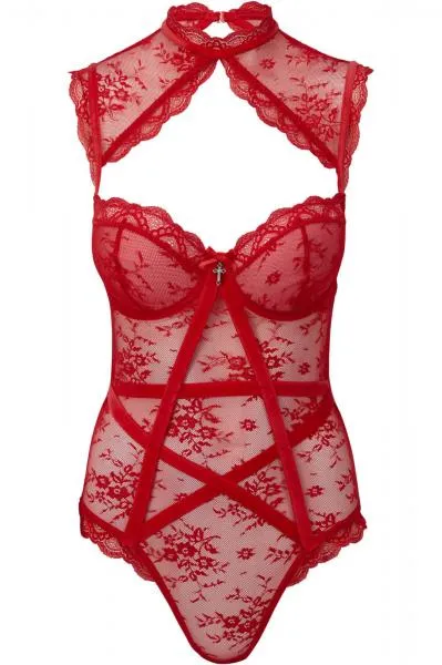 Dark Desire Lace Bodysuit - Scarlet -