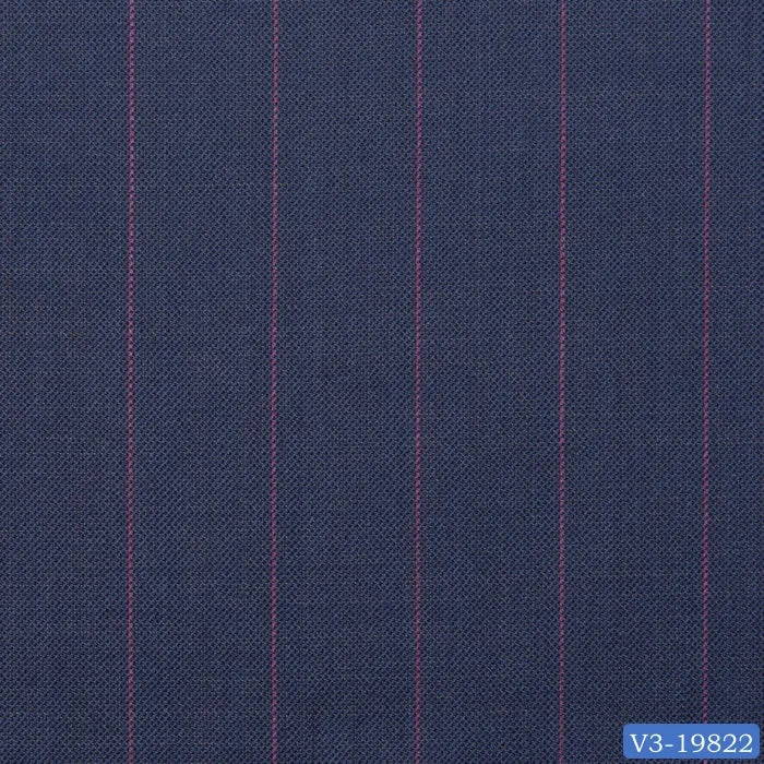 Dark Mauve Blue with Pink Stripe Short Double Breast Suit