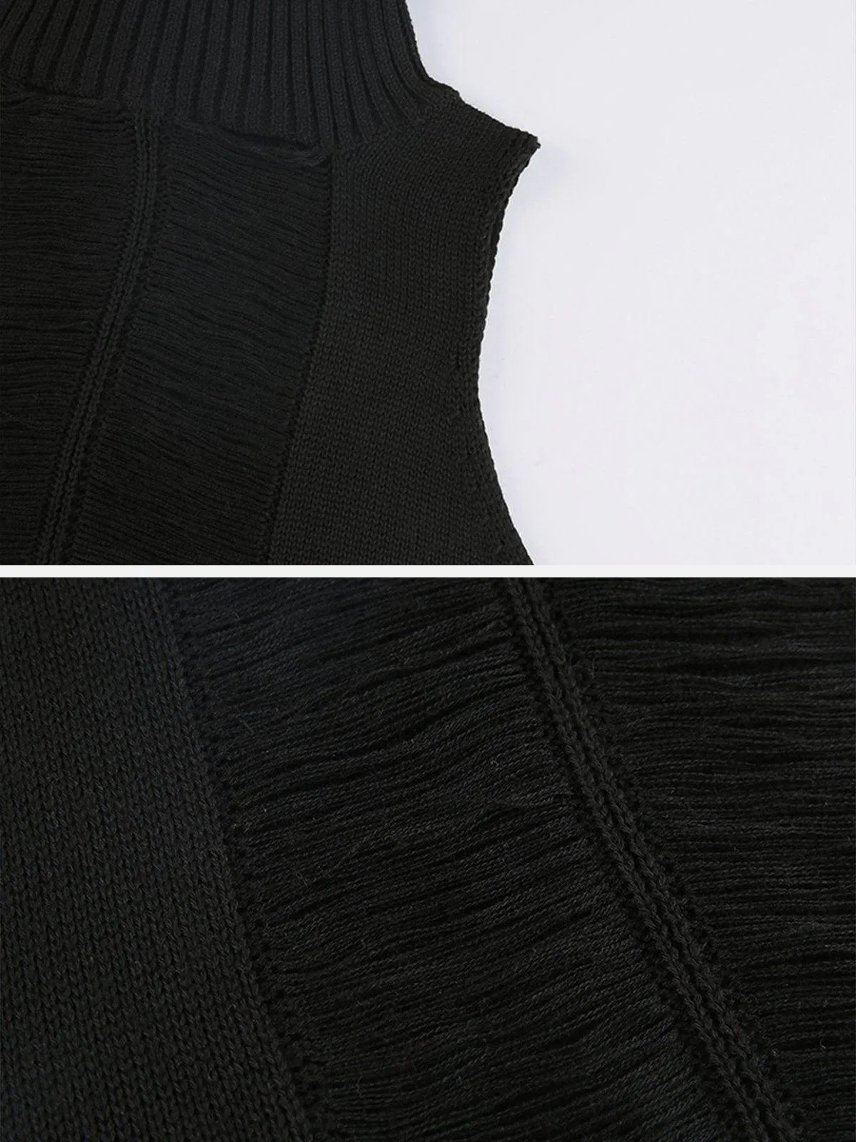 Dark Mesh Hollow Out Turtleneck Vest
