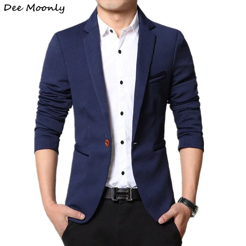 DEE MOONLY 2020 Men slim fit fashion blazer Suit Jacket Black Blue Red plus size M to 5XL Male blazers Mens coat Wedding dress