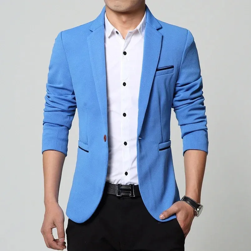 DEE MOONLY 2020 Men slim fit fashion blazer Suit Jacket Black Blue Red plus size M to 5XL Male blazers Mens coat Wedding dress