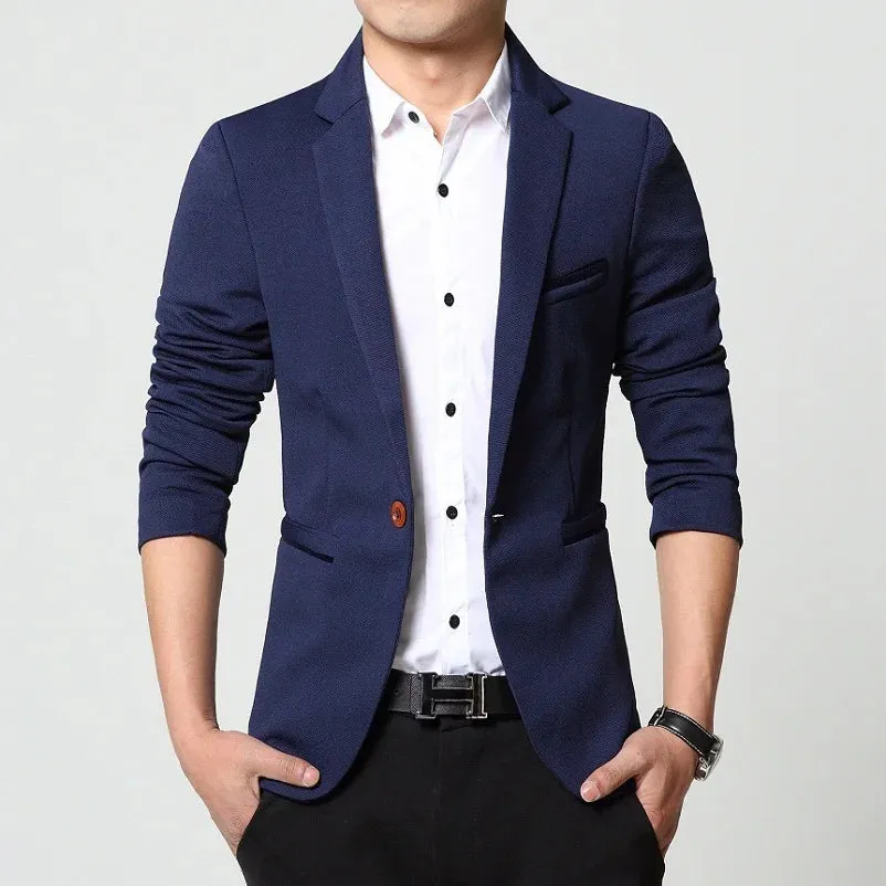 DEE MOONLY 2020 Men slim fit fashion blazer Suit Jacket Black Blue Red plus size M to 5XL Male blazers Mens coat Wedding dress