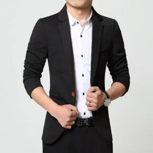DEE MOONLY 2020 Men slim fit fashion blazer Suit Jacket Black Blue Red plus size M to 5XL Male blazers Mens coat Wedding dress