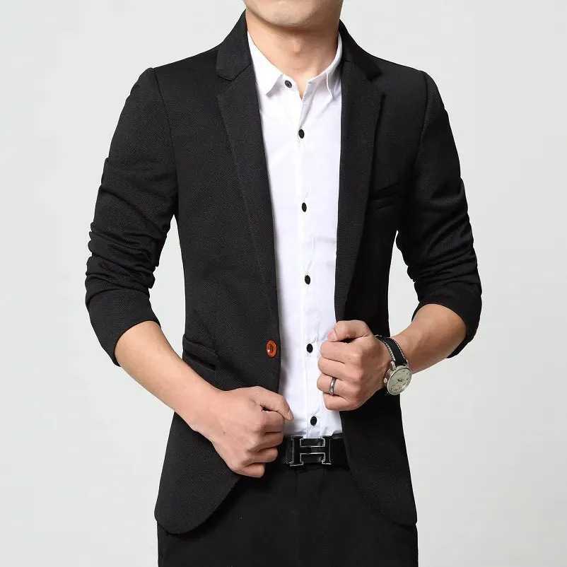 DEE MOONLY 2020 Men slim fit fashion blazer Suit Jacket Black Blue Red plus size M to 5XL Male blazers Mens coat Wedding dress
