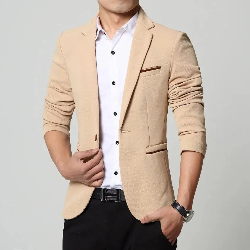 DEE MOONLY 2020 Men slim fit fashion blazer Suit Jacket Black Blue Red plus size M to 5XL Male blazers Mens coat Wedding dress