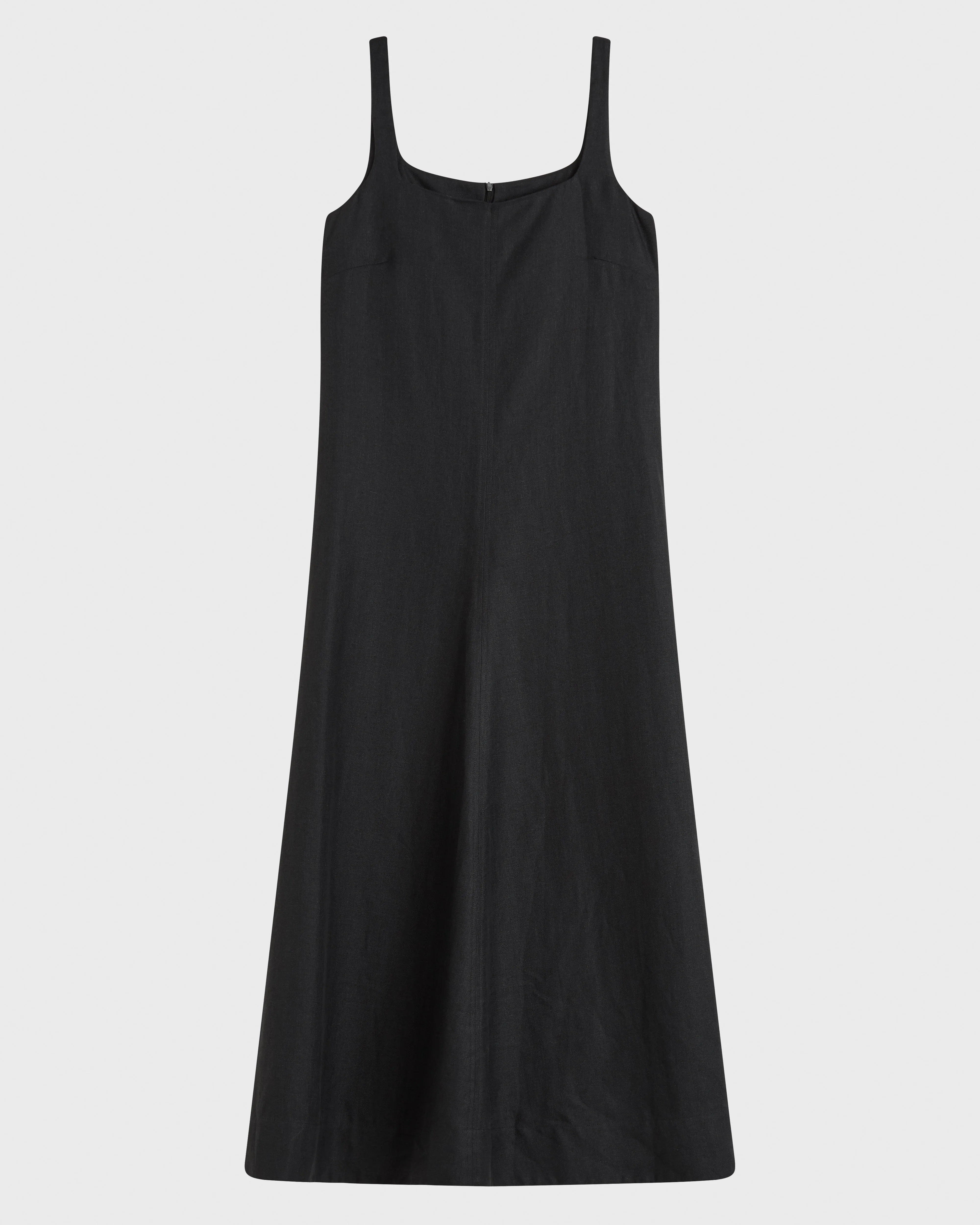 Delphi Linen Flared Maxi Dress - Black