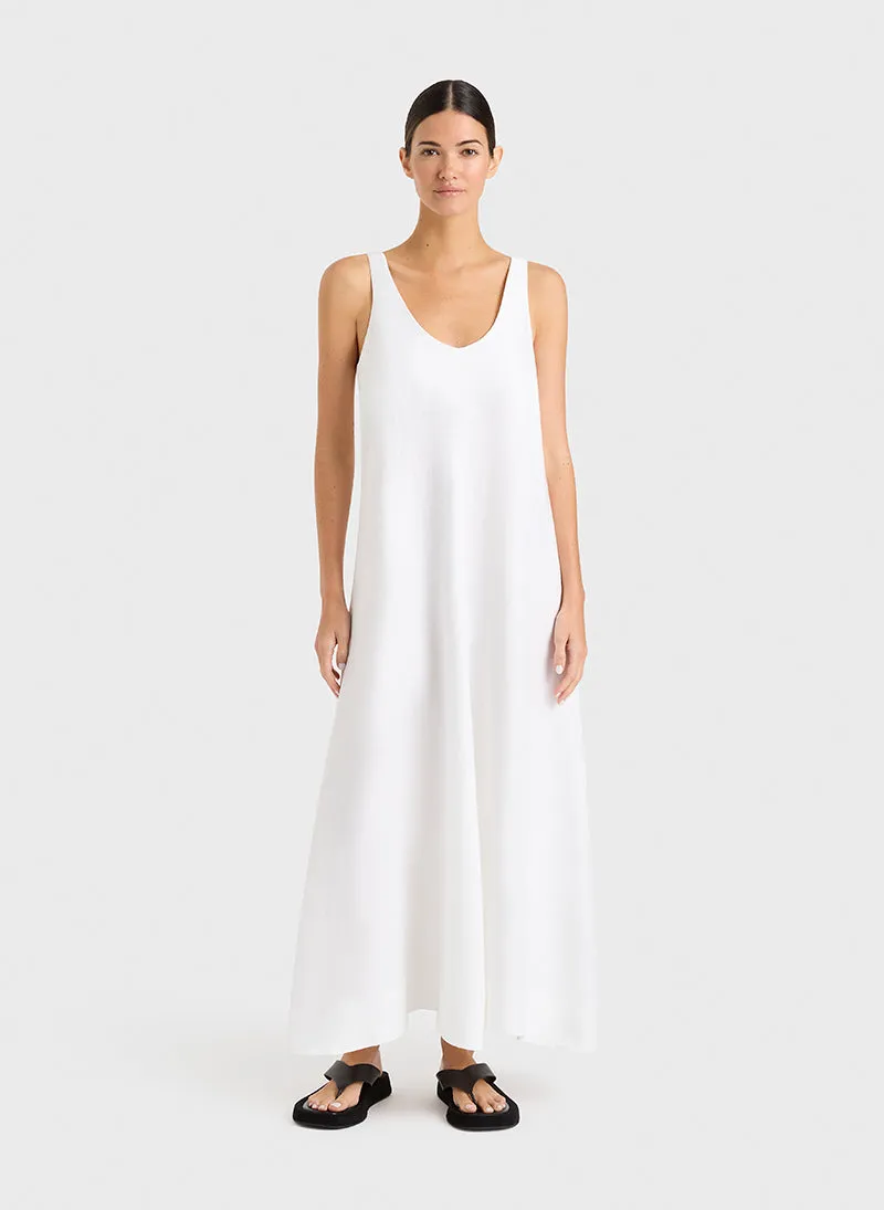 Delphi Scoop Neck Maxi Dress - White