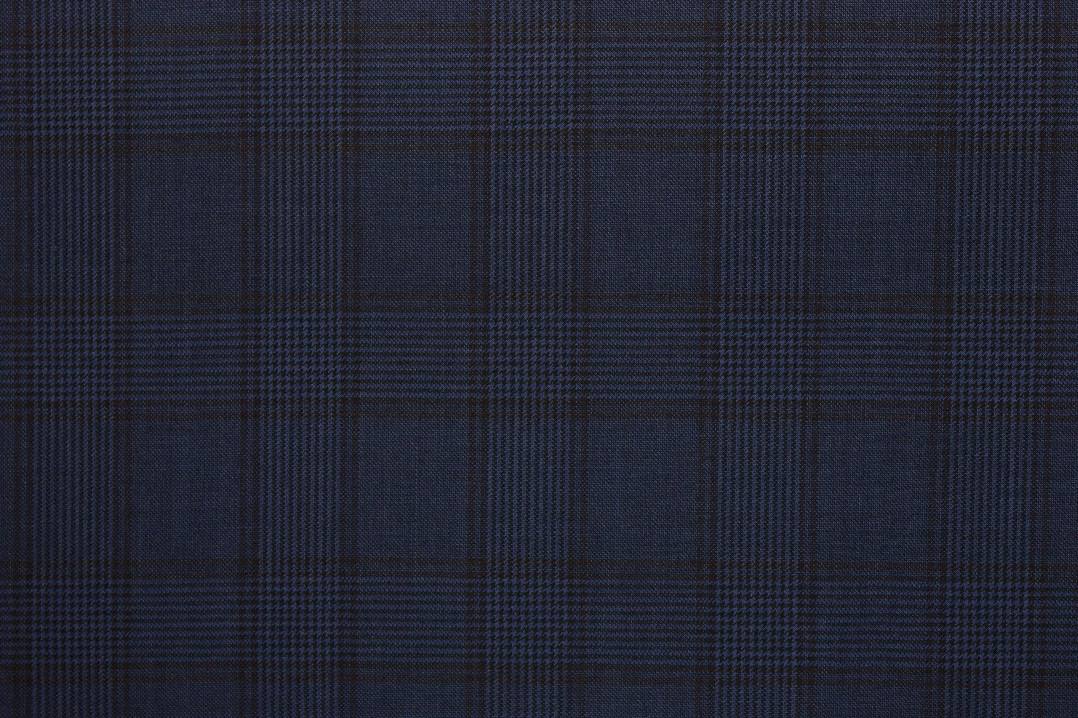 Denim Blue With Black Prince of Wales Windowpane Suit