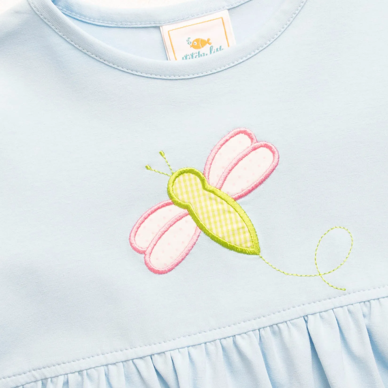 Dragonfly Dreams Applique Dress, Blue