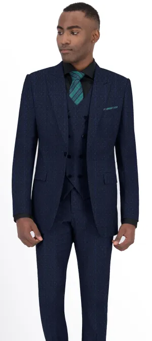 Egyptian Blue Dotted Stripe Suit