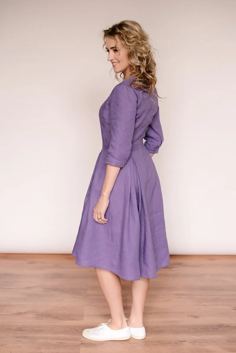 Elegant Retro 3/4 Sleeves Linen Dress