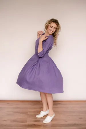Elegant Retro 3/4 Sleeves Linen Dress