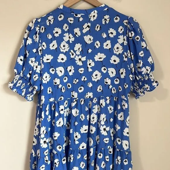 En Saison Floral Print Midi Dress Blue Size Small