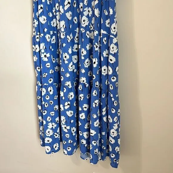 En Saison Floral Print Midi Dress Blue Size Small