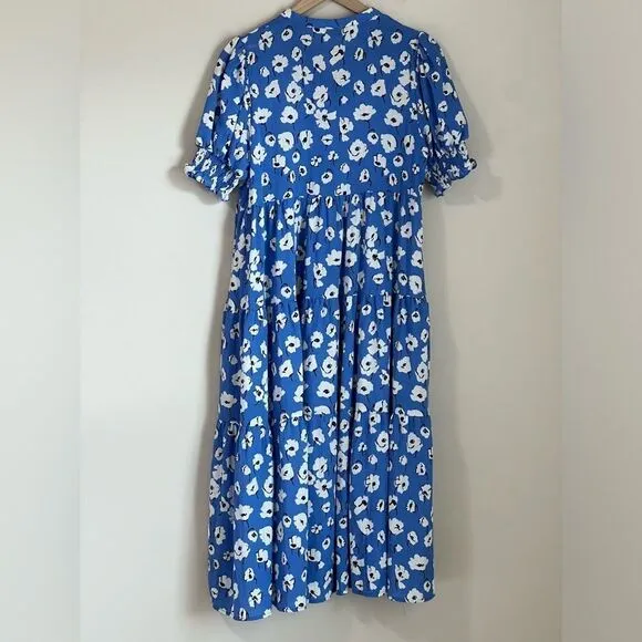 En Saison Floral Print Midi Dress Blue Size Small
