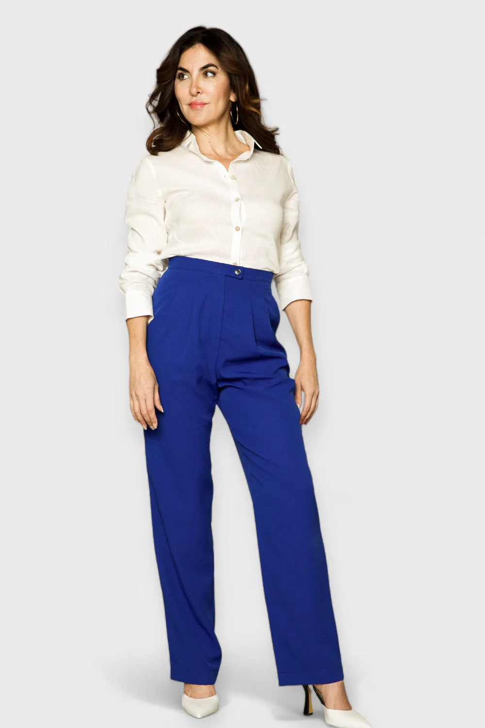 Evelyn Royal Blue Pleated Pants