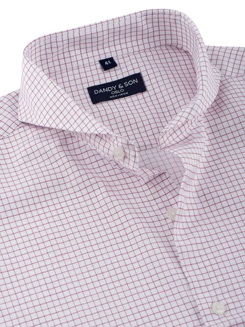 Extreme Cutaway Non-Iron Red Light Grid Shirt