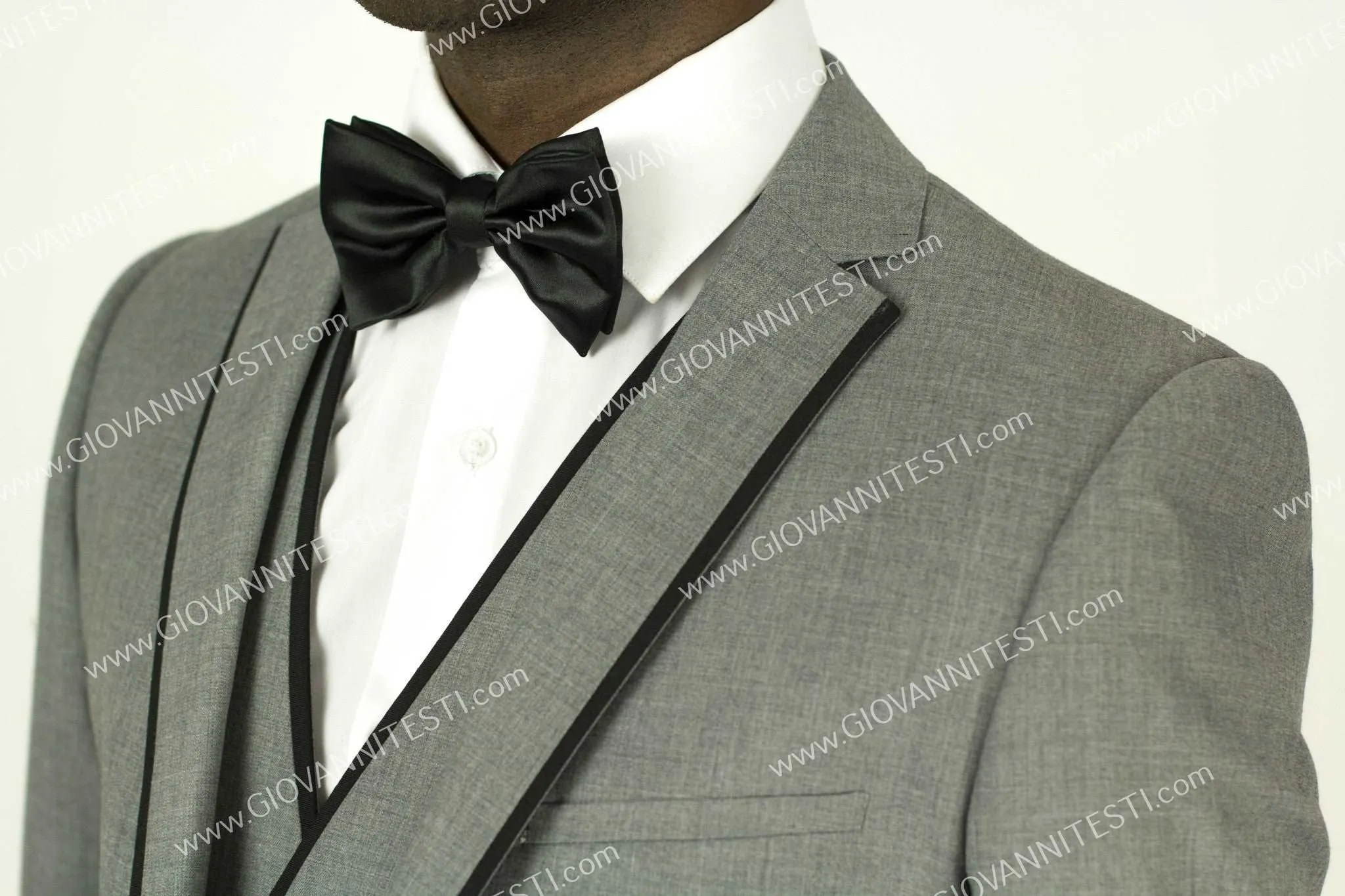 Fabio Fabrinni 2 Button 3 Piece Grey Slim Fit Suit with Taping FF2NAV-1230 L. GREY/BLK