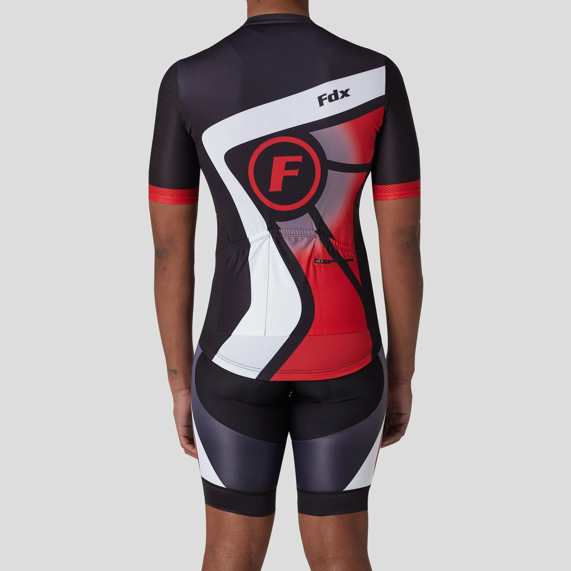 Fdx Men's & Boy's Set Signature Red Short Sleeve Summer Cycling Jersey & Bib Shorts
