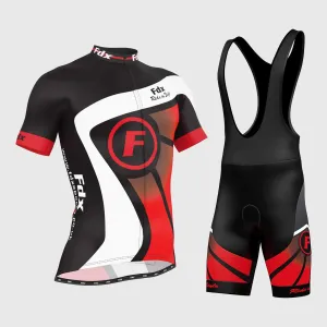 Fdx Men's & Boy's Set Signature Red Short Sleeve Summer Cycling Jersey & Bib Shorts