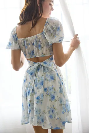 FLORAL CORSET DETAIL BACK TIE MINI DRESS