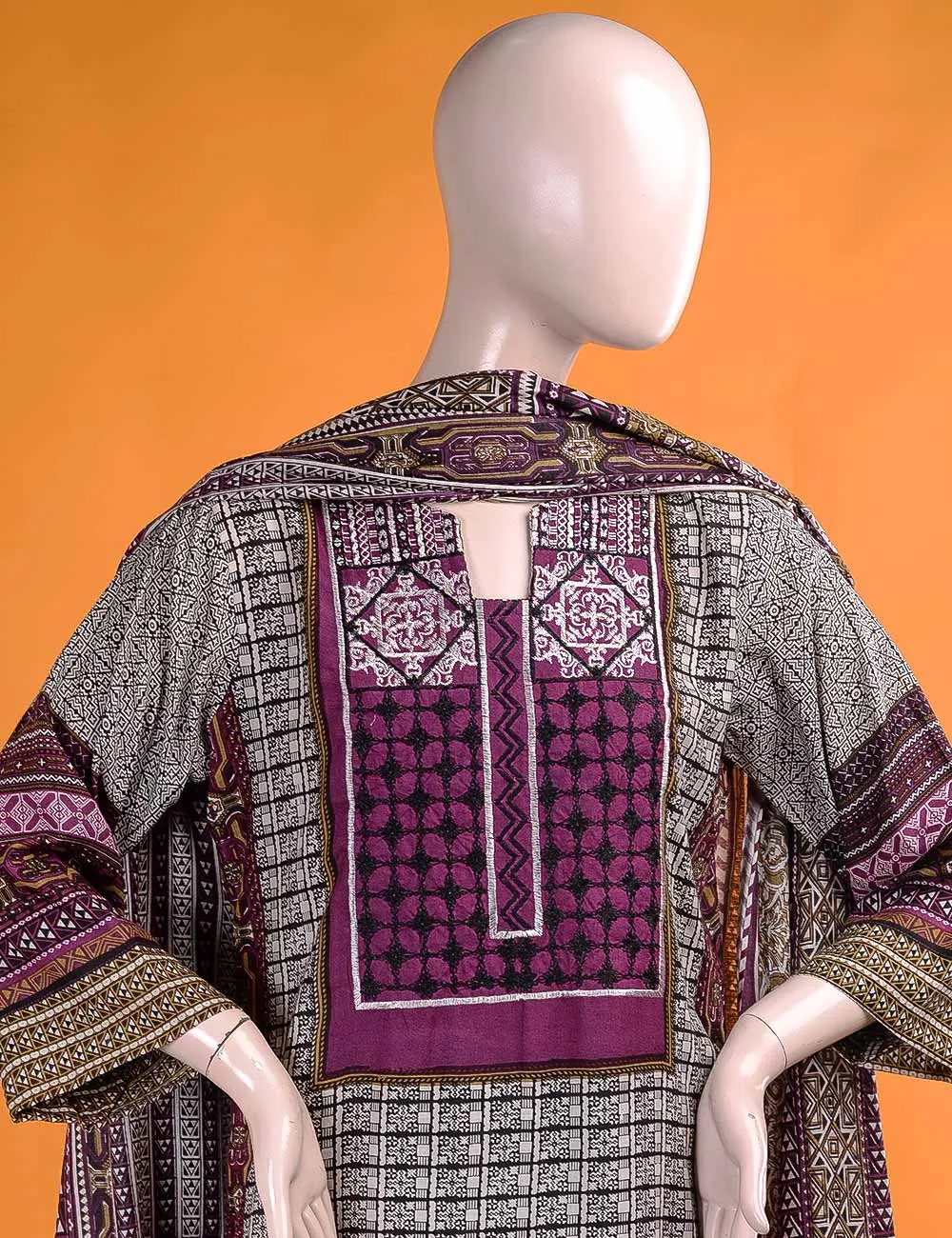 FR-5B - Motifs  |  Linen Embroidered & Printed Unstitched Dress