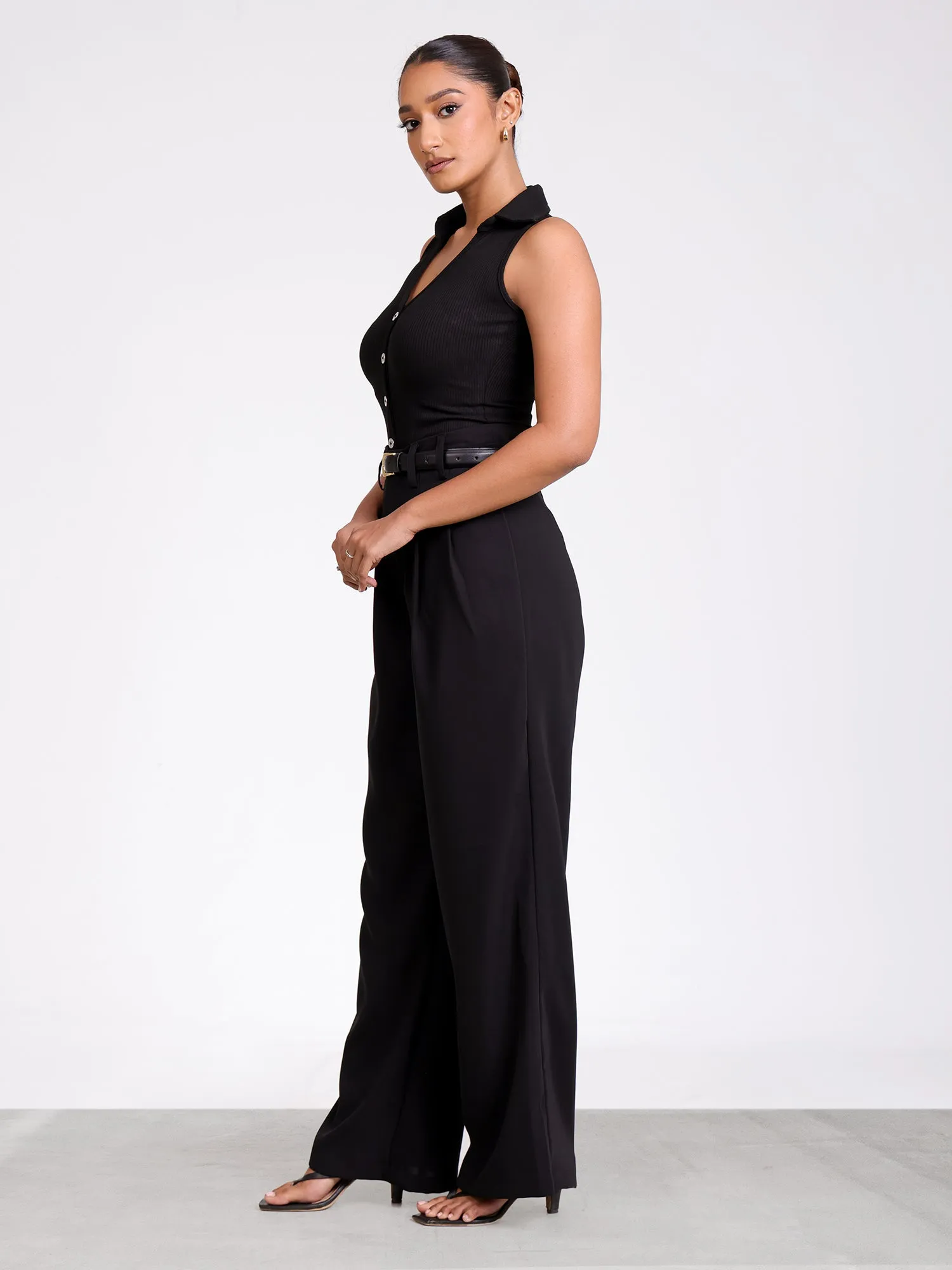 Front Pleated Loop Detailed Pant
