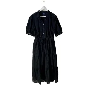 Gap Black Cotton Eyelet Maxi Dress Size Large (NWT)